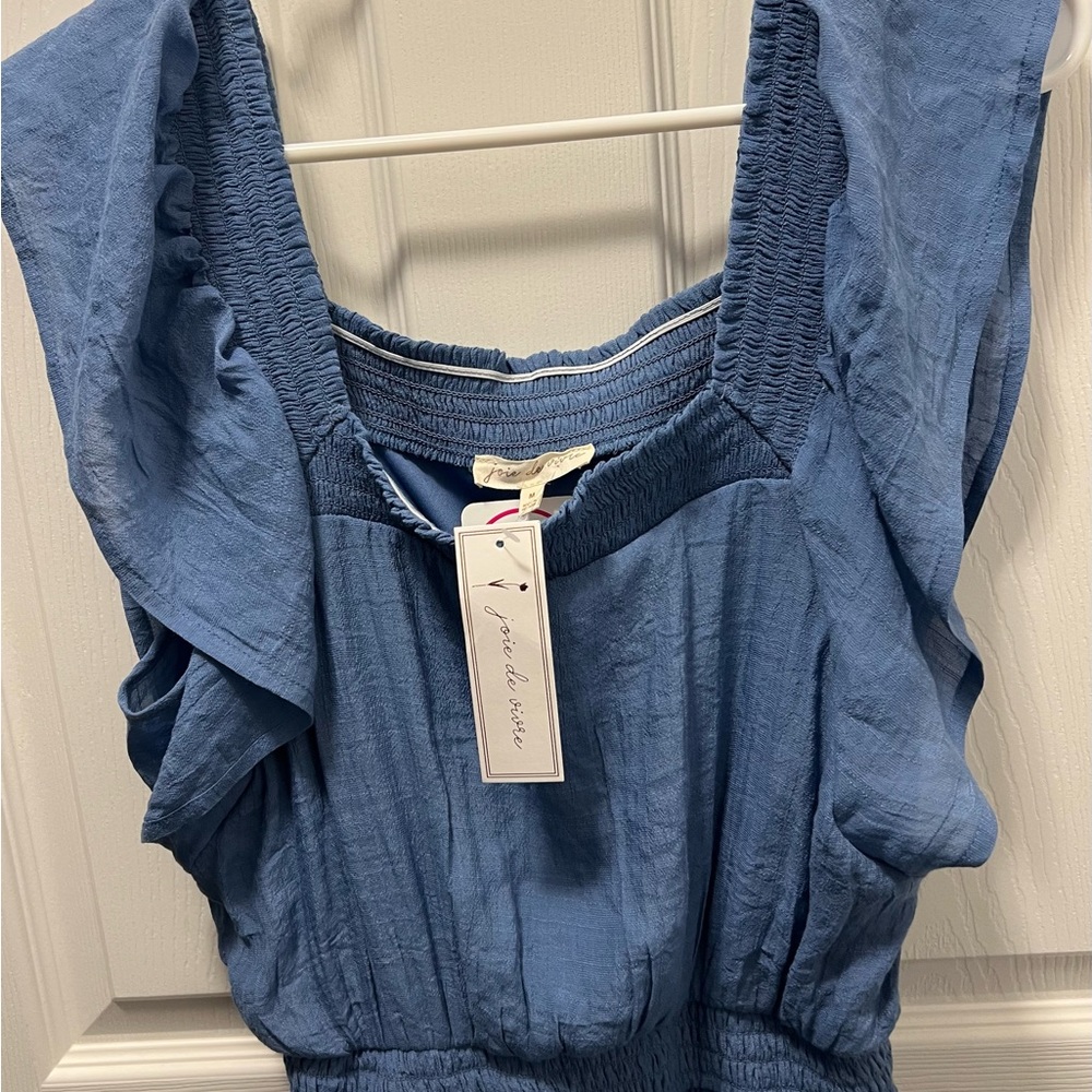 Blue Ruffled Sleeveless Dress